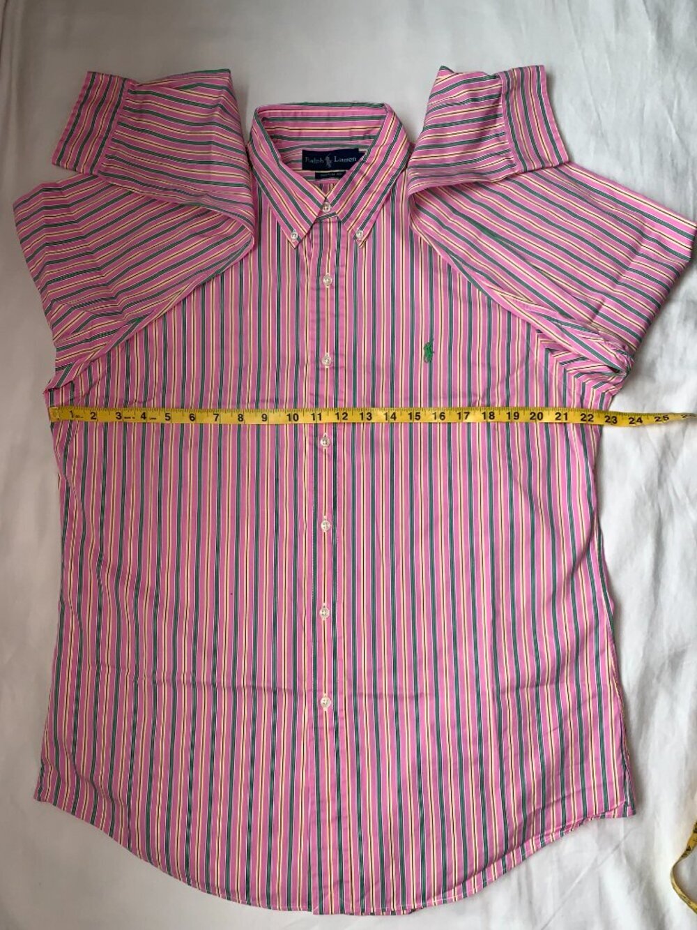 Ralph Lauren Stripe Button Down Shirt Men's size L Custom Fit Vintage - Picture 3 of 11